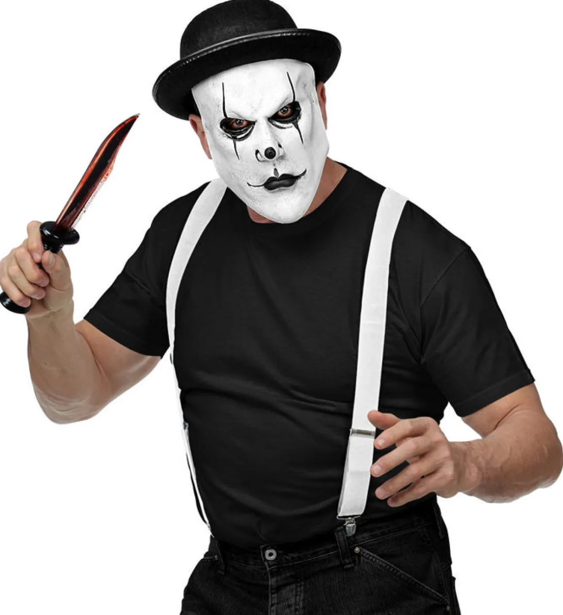 Klovne Maske med Bowlerhat