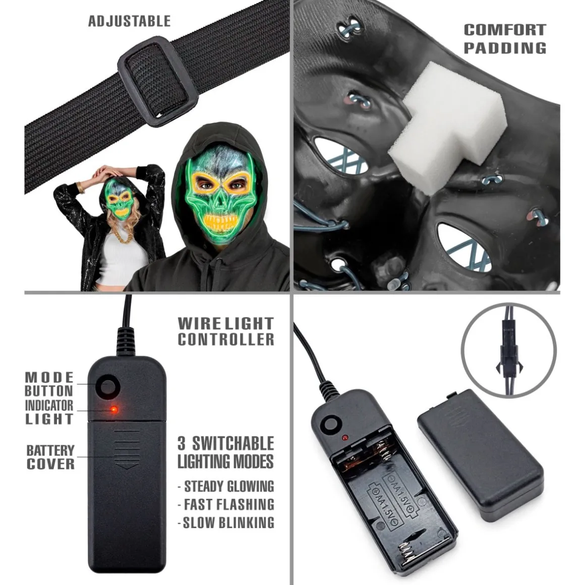 Kranie LED Maske Grøn