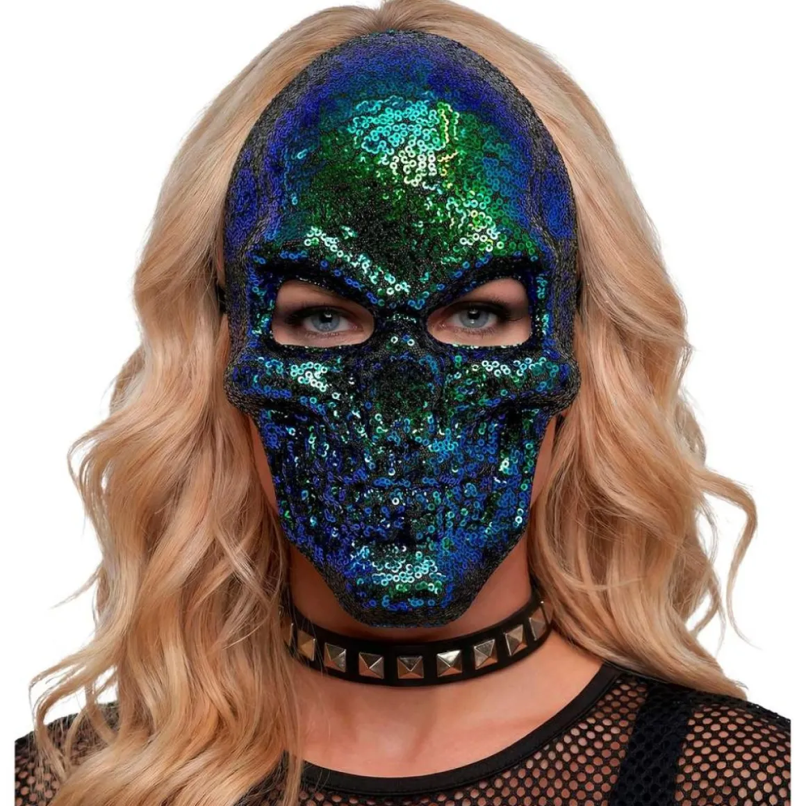 Kranie Pailletmaske Blå/Grøn
