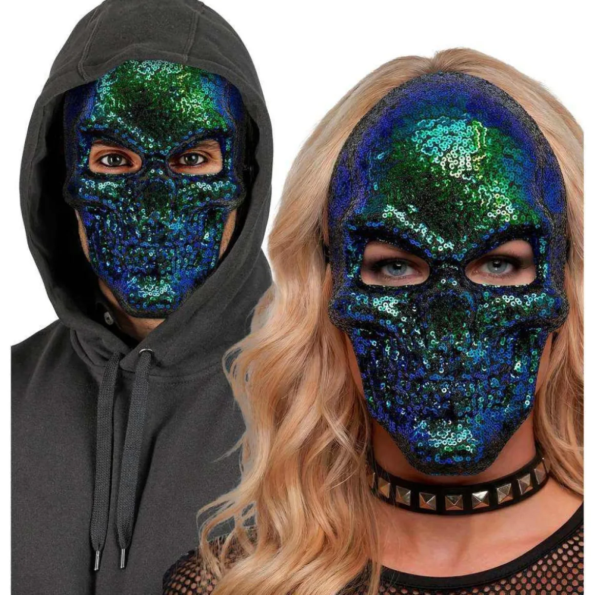 Kranie Pailletmaske Blå/Grøn