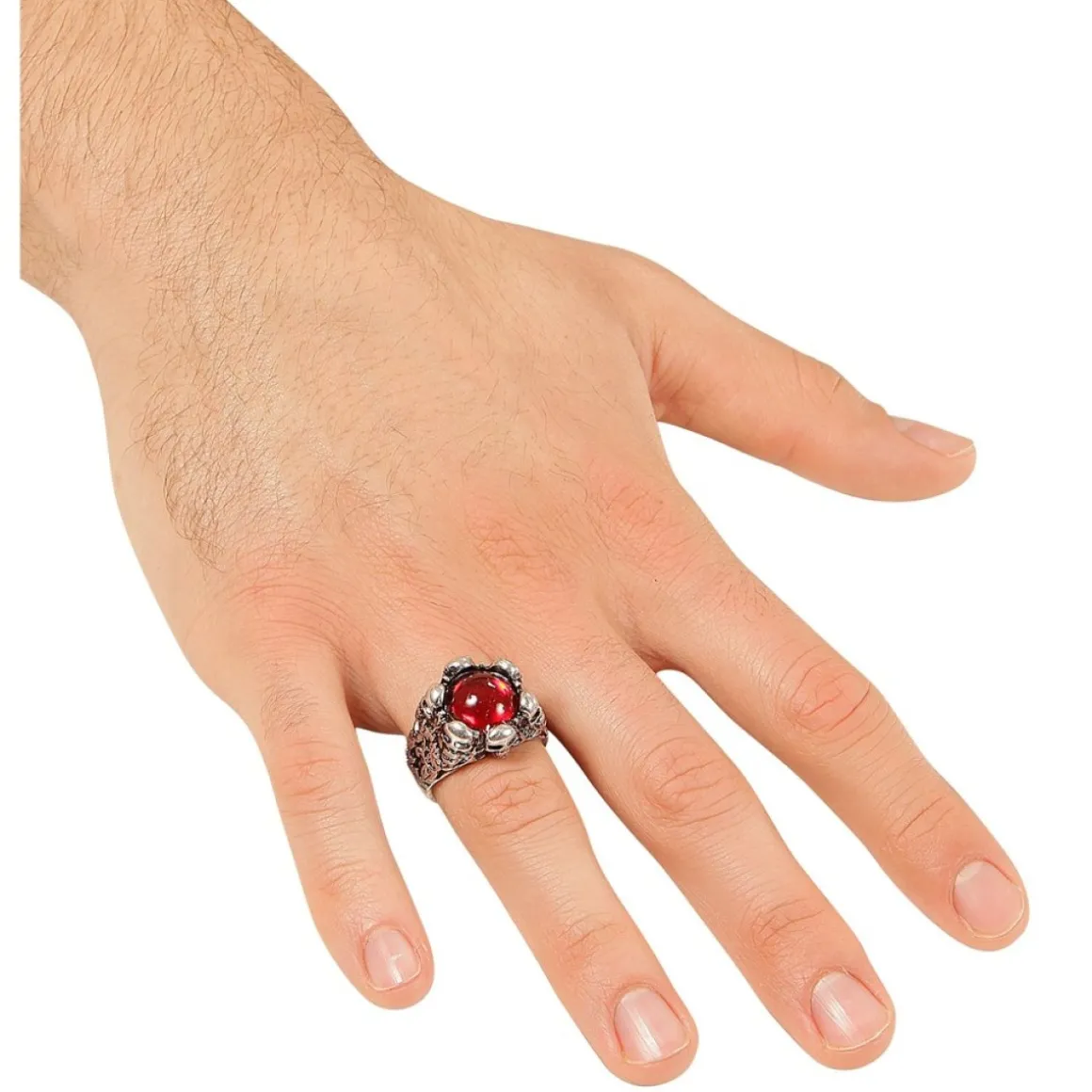 Kranie Ring Med Rød Sten