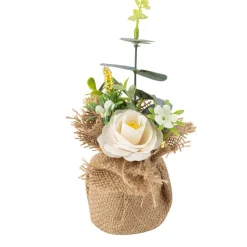 Kunstig Blomsterkomposition Jute Hvid/Grøn