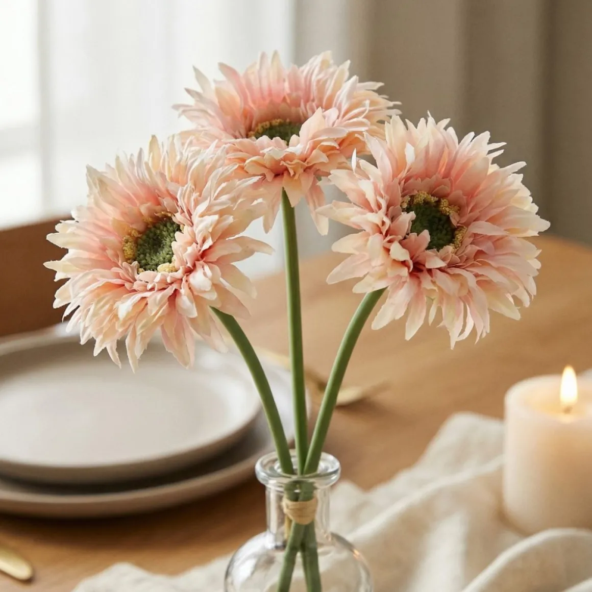 Kunstig Gerbera Buket Rosa Pastel