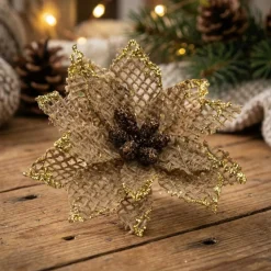 Kunstig Julestjerne Blomst Jute