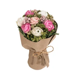 Kunstig Rosebuket Hvid/Rosa