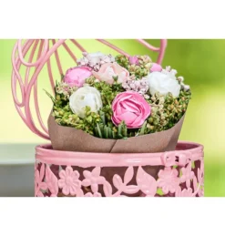 Kunstig Rosebuket Hvid/Rosa