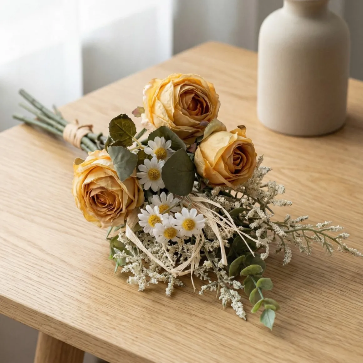 Kunstig Rose Marguerit Buket Gul