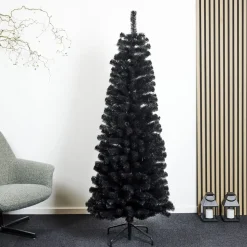 Kunstigt BLING Juletræ Sort 180 x 68 cm Klasse C