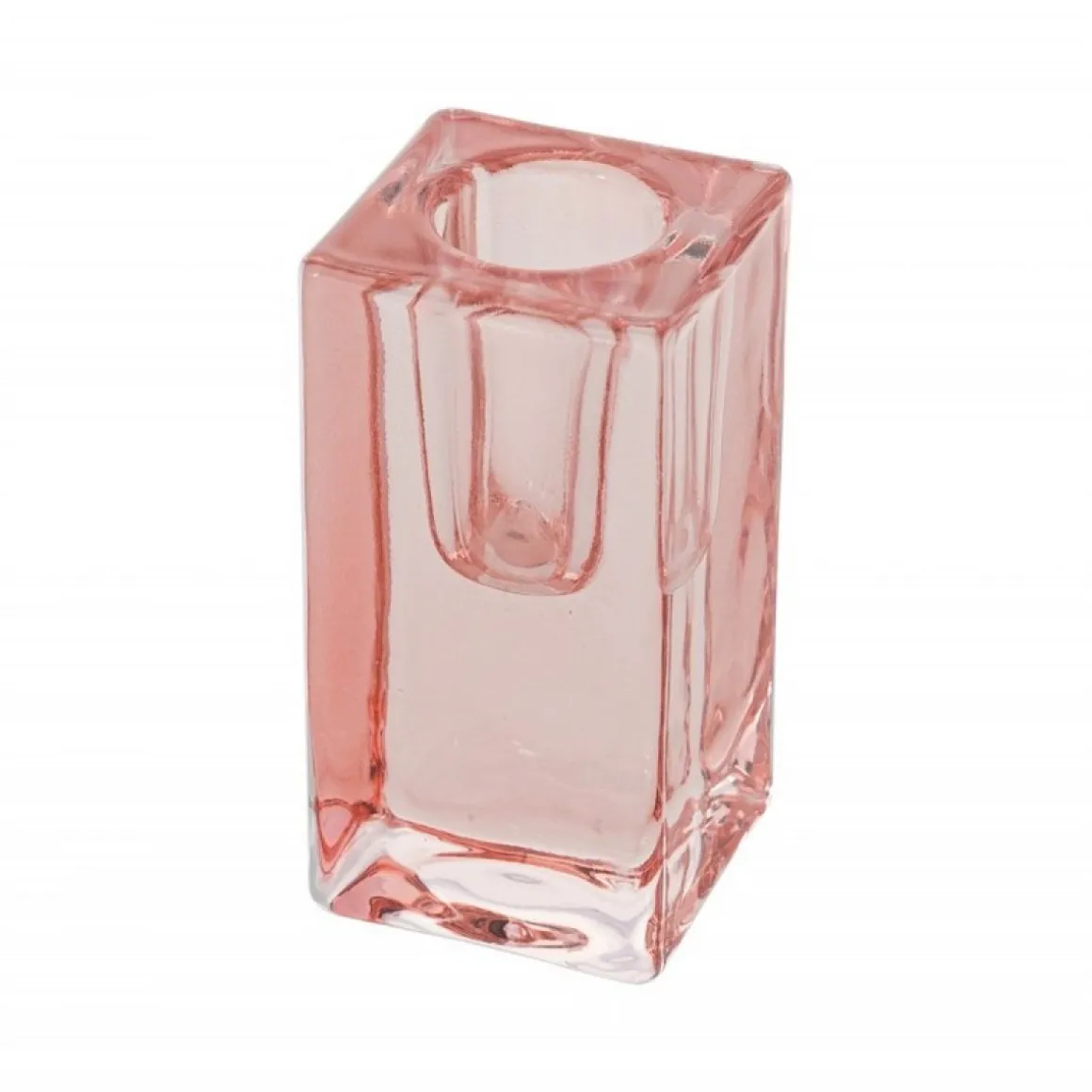 Kvadrat Glas Lysestage Lyserød