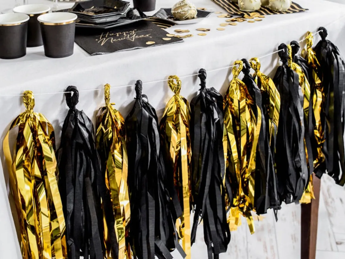 Kvast Guirlande Sort/Guld