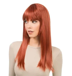 Lang Paryk Med Pandehår Mahogni
