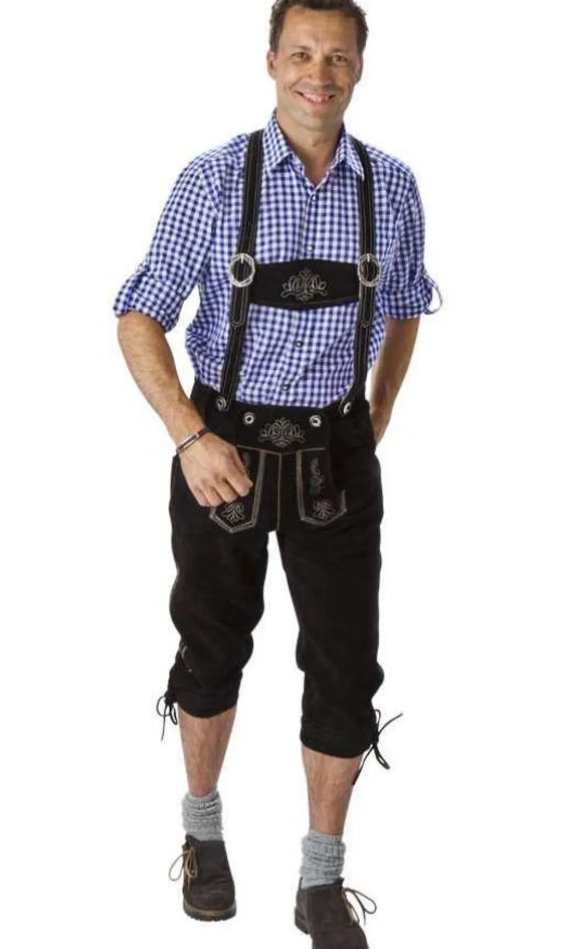 Lederhosen Lang Sort