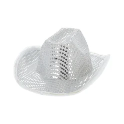 LED Paillet Cowboy Hat Sølv