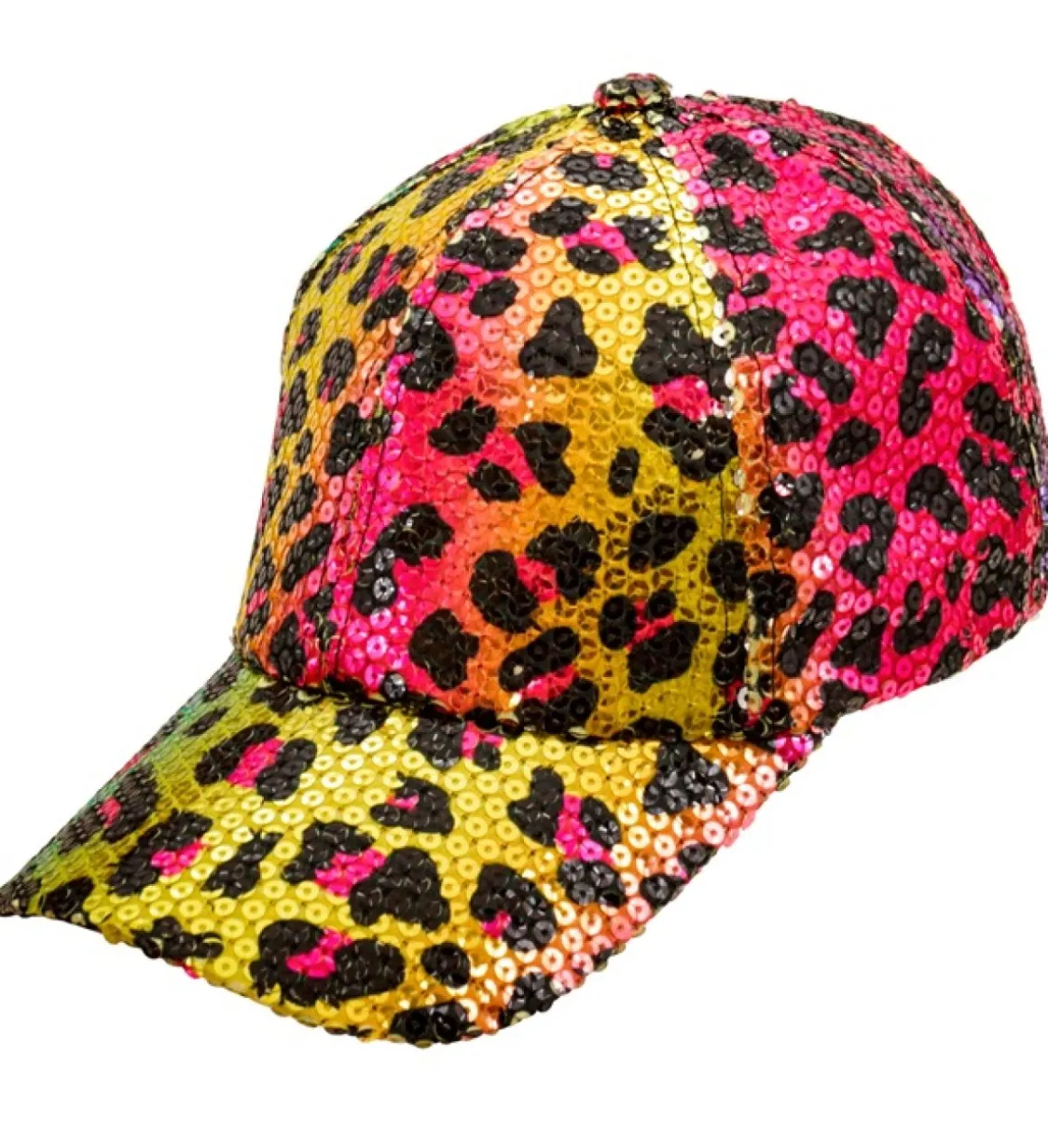 Leopard Paillet Kasket Regnbue