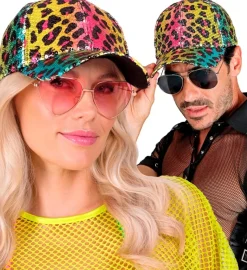 Leopard Paillet Kasket Regnbue