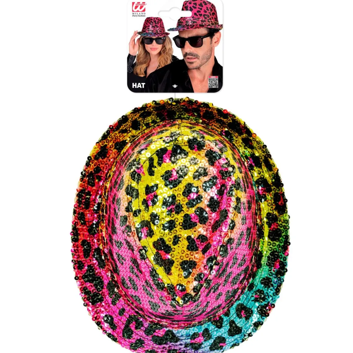 Leopardplettet Fedora Hat Regnbue