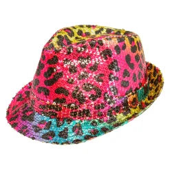 Leopardplettet Fedora Hat Regnbue