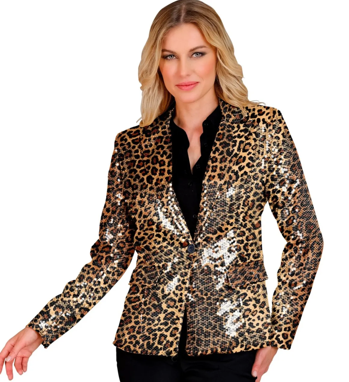 Leopardplettet Pailletjakke