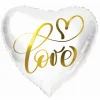 Love Folieballon Hvid/Guld