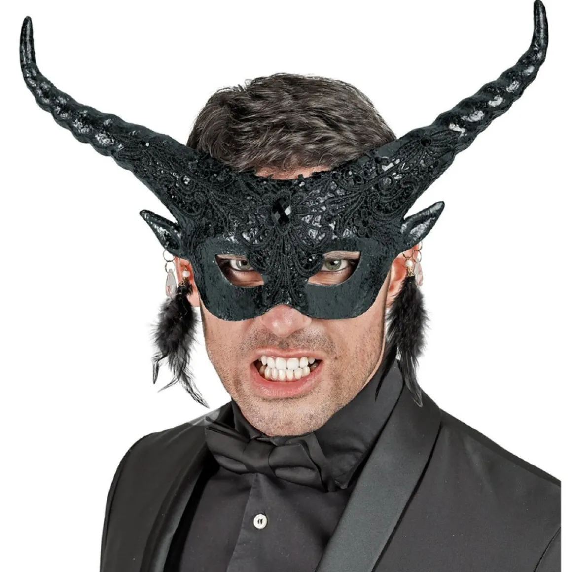 Lucifer Halvmaske Sort