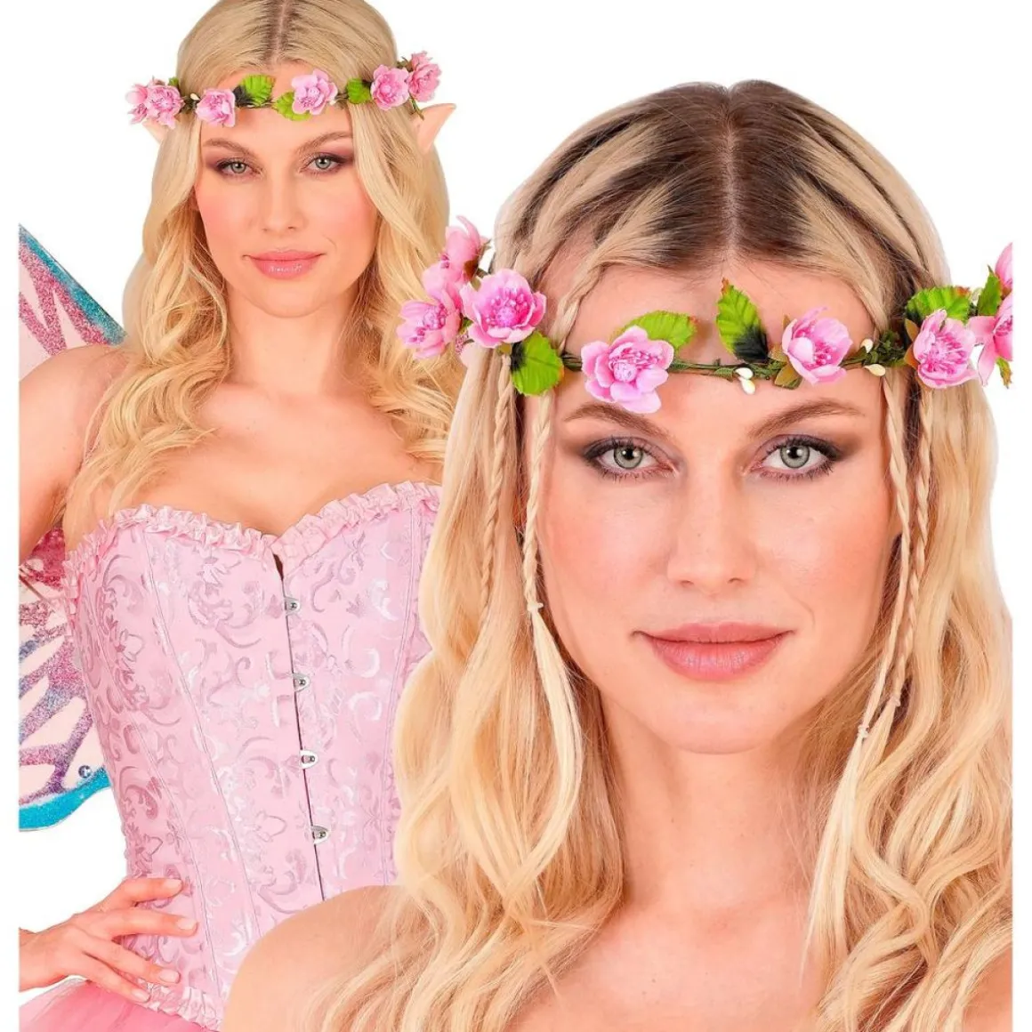 Lyserødt Blomster Hårbånd