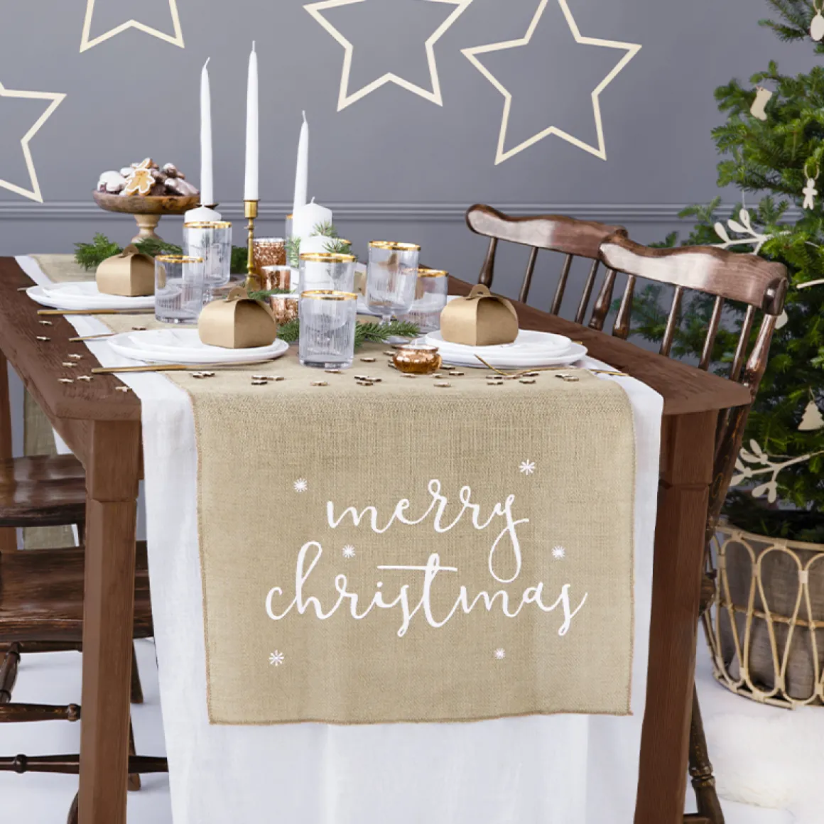 Merry Christmas Jute Bordløber