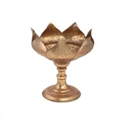 Metal Blomsterskål På Fod Guld