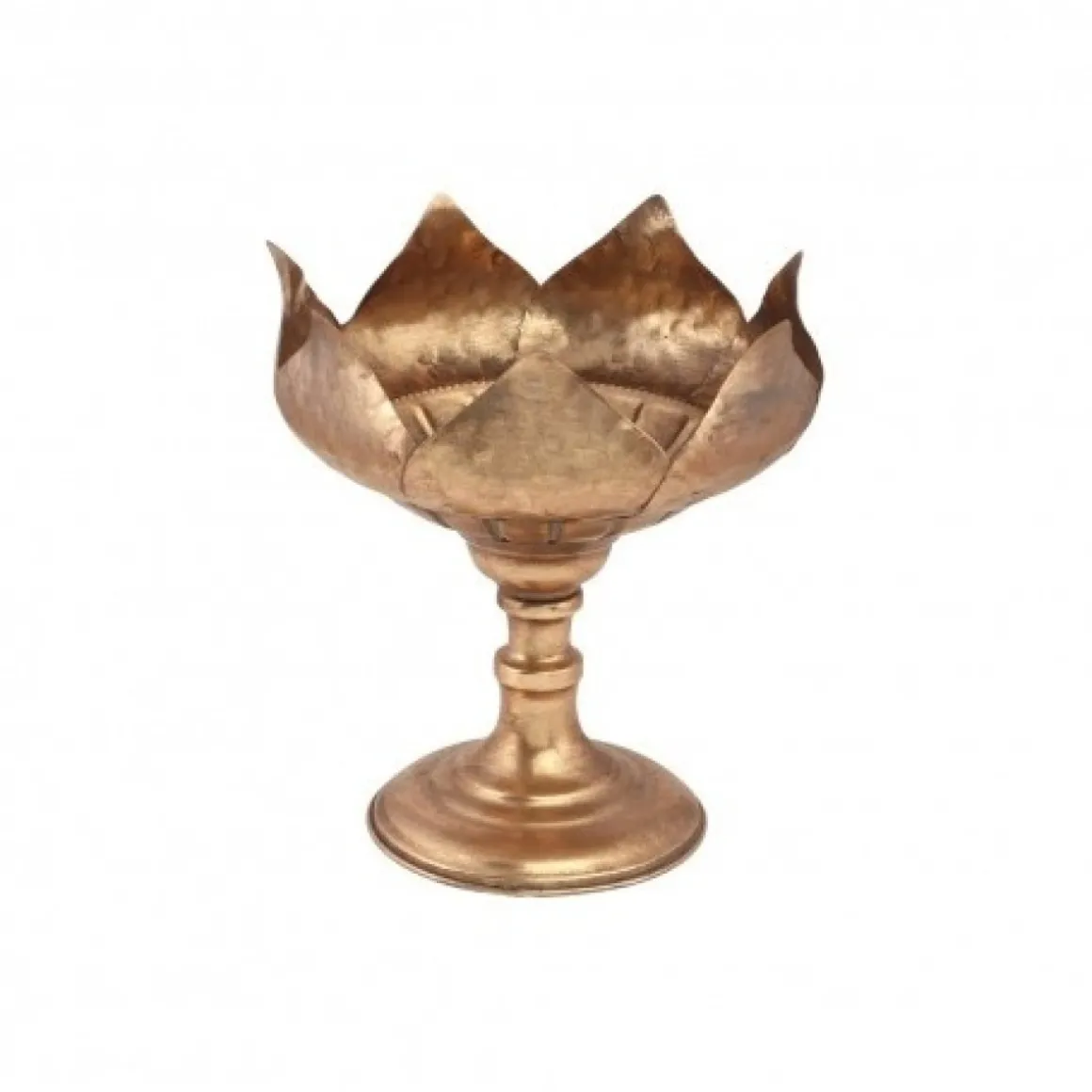 Metal Blomsterskål På Fod Guld