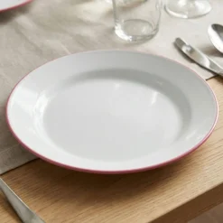 Metal Tallerken Hvid/Rosa