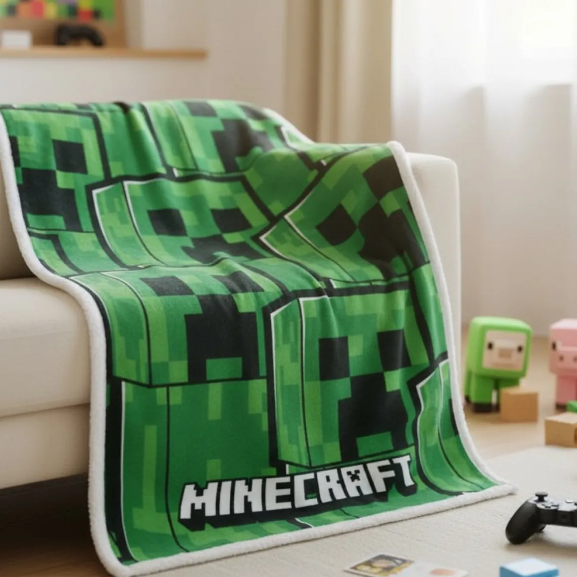 Minecraft® Creeper Fleecetæppe