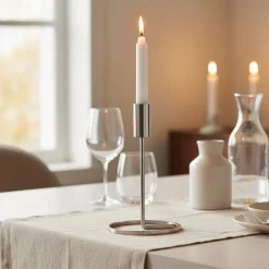 Minimalistisk Lysestage Sølv