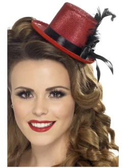 Mini Tophat Fjer Rød