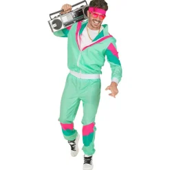 Mintfarvet 80'er Træningsdragt Kostume