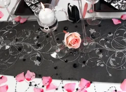 Mønstret Organza Bordløber Sort