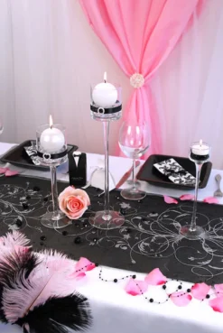 Mønstret Organza Bordløber Sort