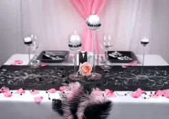 Mønstret Organza Bordløber Sort