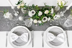 Mønstret Organza Bordløber Sort