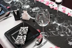 Mønstret Organza Bordløber Sort