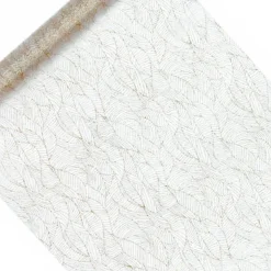Mønstret Organza Stofrulle Hvid/Guld