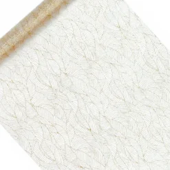 Mønstret Organza Stofrulle Hvid/Guld