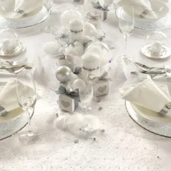 Mønstret Organza Stofrulle Hvid
