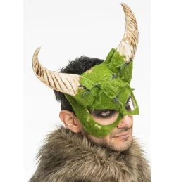Monster Maske Med Horn Grøn