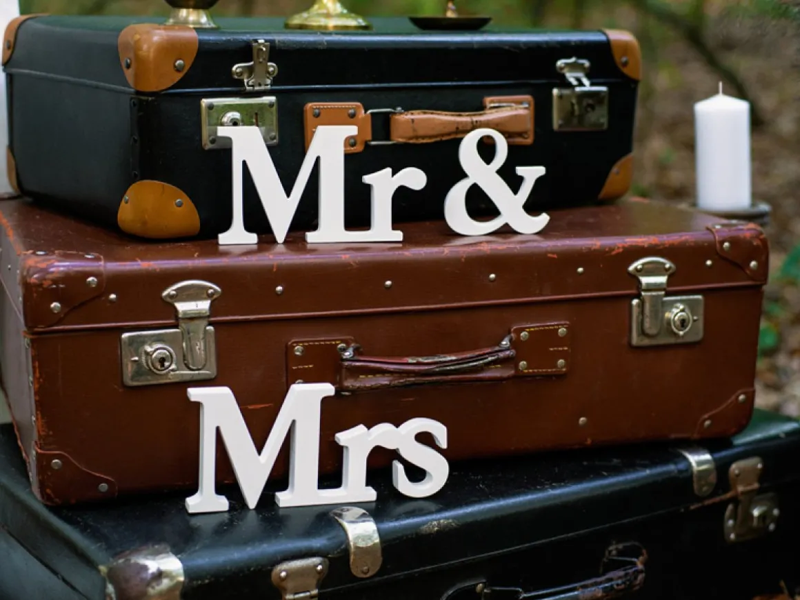 Mr & Mrs Skilt Træ Hvid