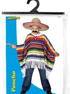 Multifarvet Poncho Børnekostume