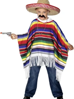 Multifarvet Poncho Børnekostume
