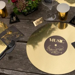 Musik Plade Dækkeservietter Guld