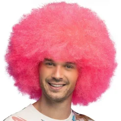 Neon Afro Paryk Pink