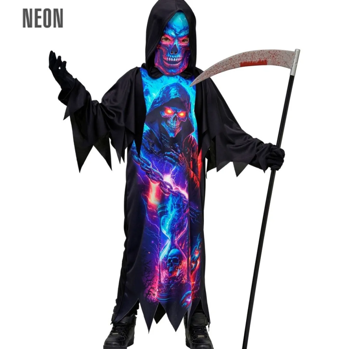 Neon Grim Reaper Børnekostume