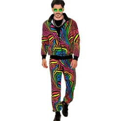 Neon Regnbue 80'er Træningsdragt Kostume