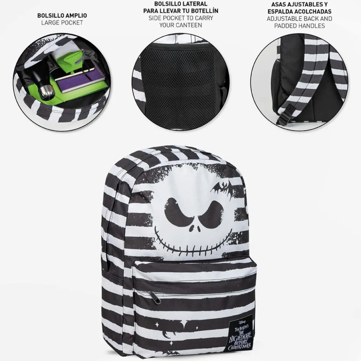 Nightmare Before Christmas® Stribet Skoletaske